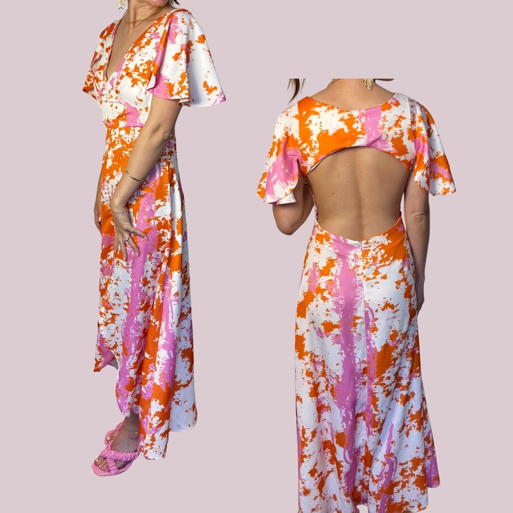 Laagam Sienna Dress Orange & Pink Speckled, S/M View 4